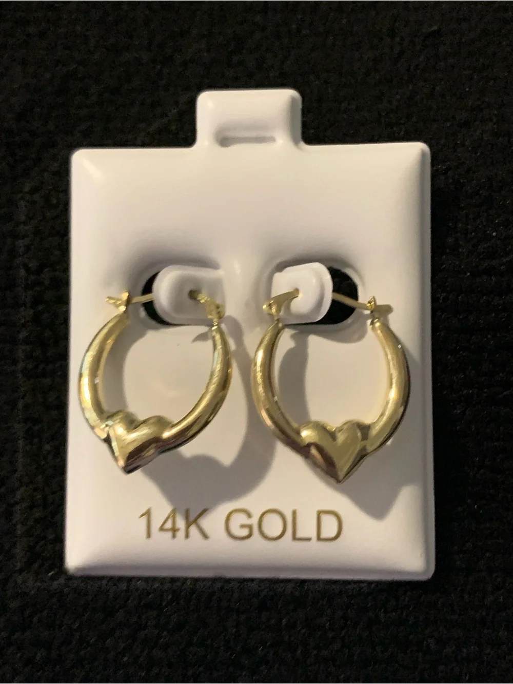 14K Gold Heart-Accent Hoop Earrings - Gold
